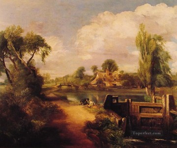  Pesca Arte - Paisaje Niños Pescando Romántico John Constable